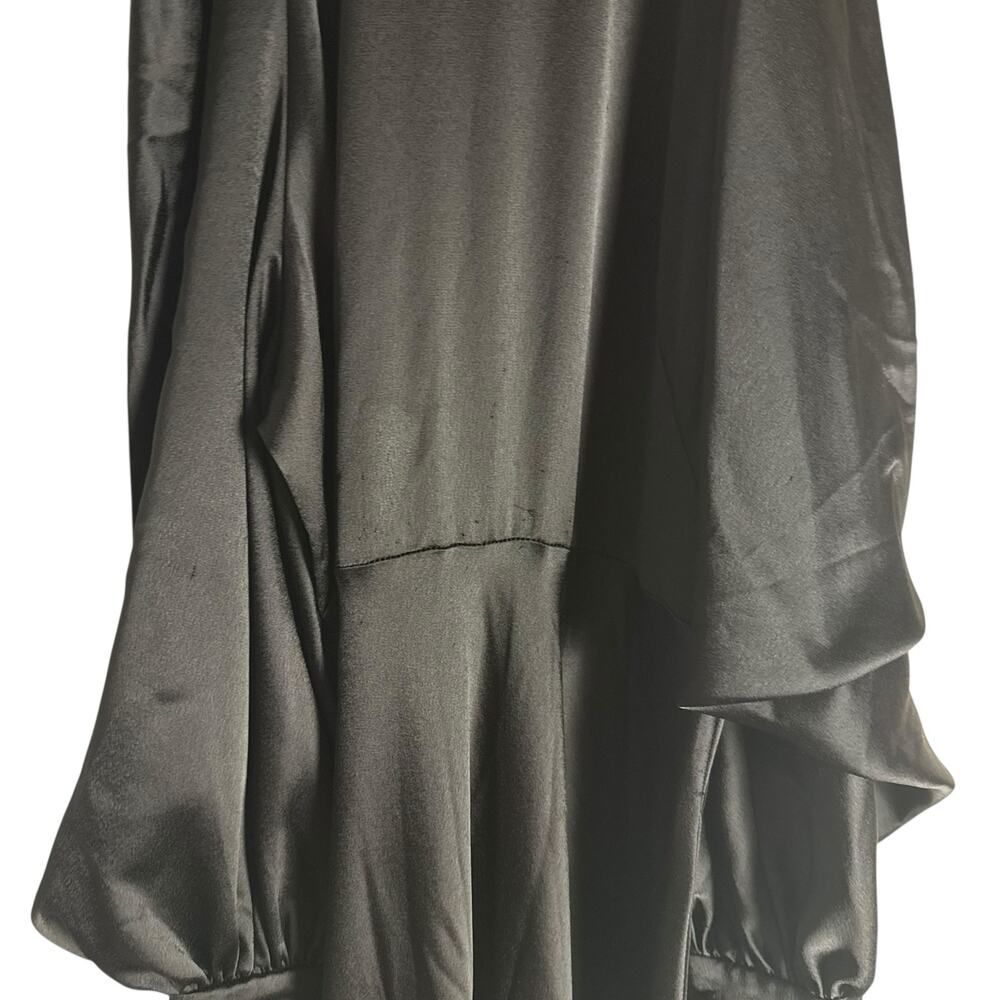 Arias New York Black Mock Neck Cold Shoulder Long Sleeve Cocktail Midi Dress 2 - Picture 10 of 16